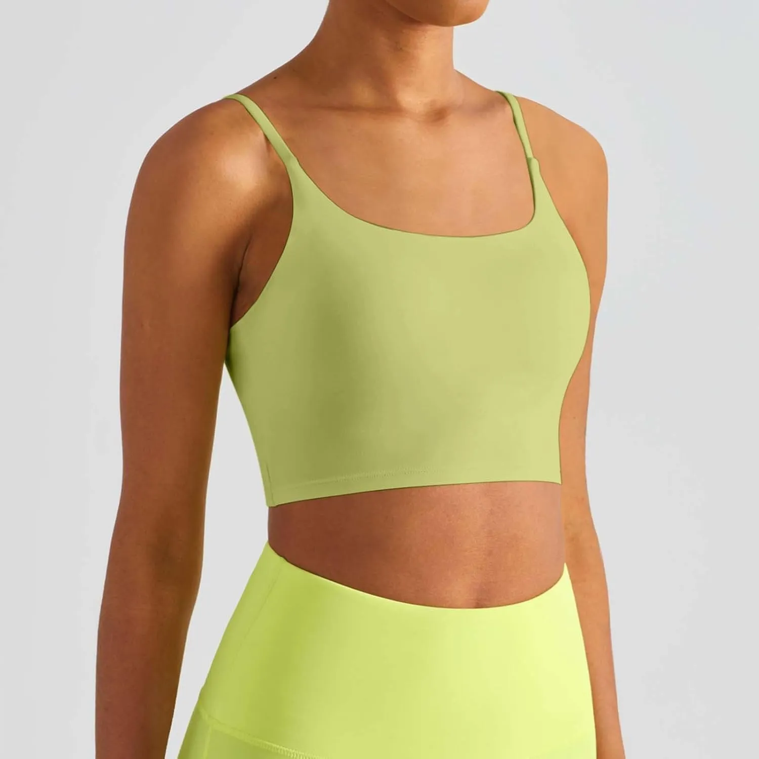 Women's Slim Fit Nude Yoga Top with Straps Sports Bra with Chest Pads for Running & Fitness Active Tops for Women
