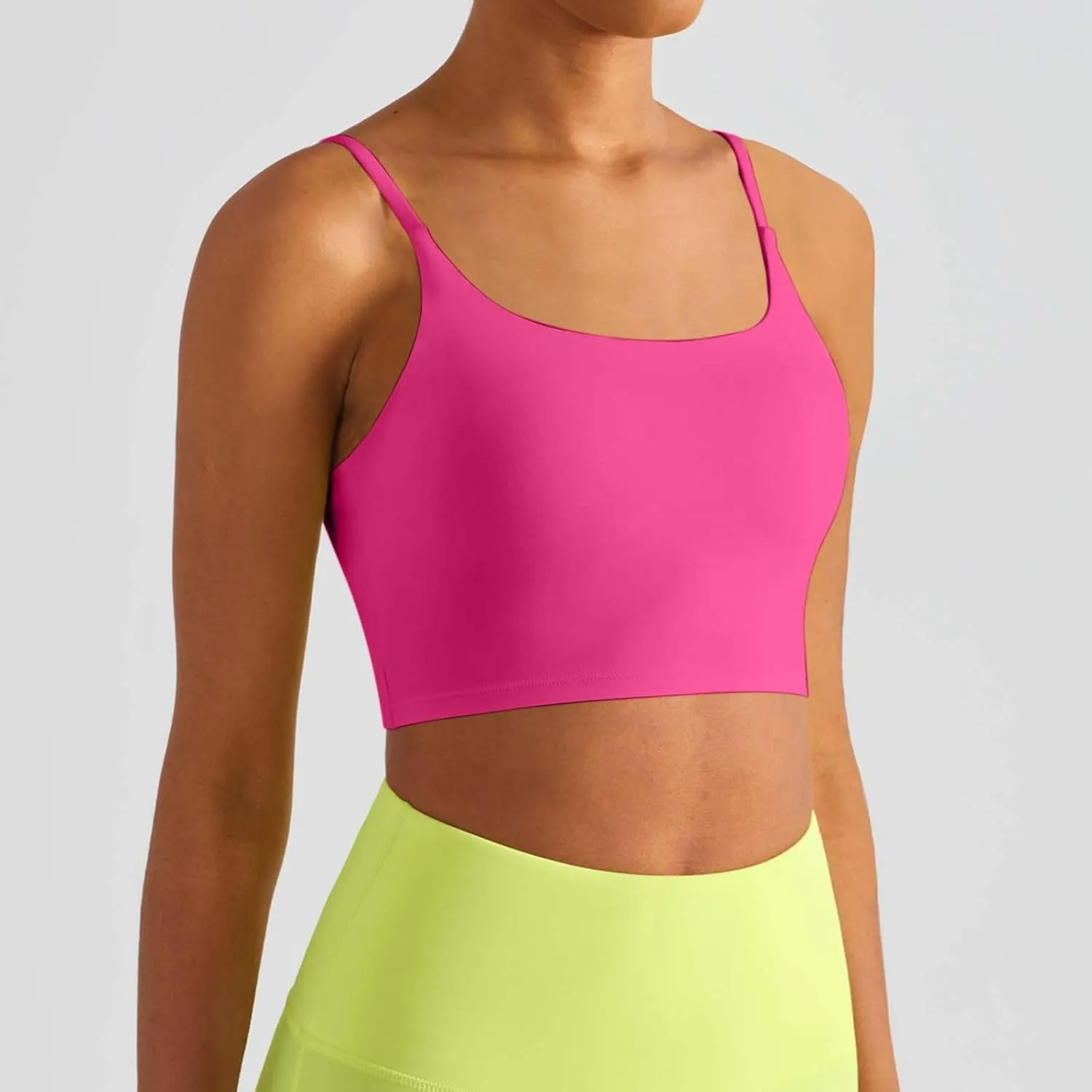 Women's Slim Fit Nude Yoga Top with Straps Sports Bra with Chest Pads for Running & Fitness Active Tops for Women