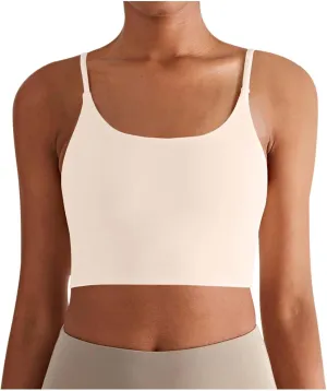 Women's Slim Fit Nude Yoga Top with Straps Sports Bra with Chest Pads for Running & Fitness Active Tops for Women