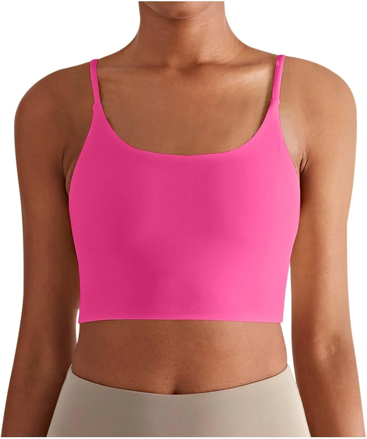Women's Slim Fit Nude Yoga Top with Straps Sports Bra with Chest Pads for Running & Fitness Active Tops for Women
