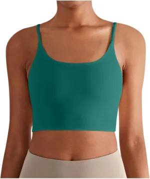 Women's Slim Fit Nude Yoga Top with Straps Sports Bra with Chest Pads for Running & Fitness Active Tops for Women