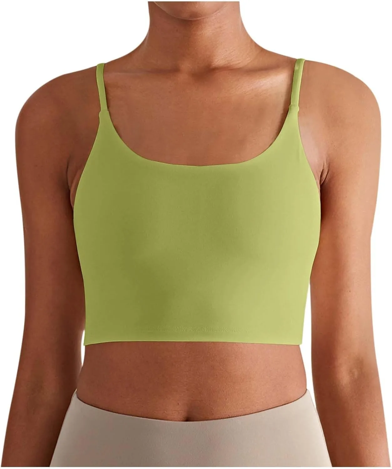 Women's Slim Fit Nude Yoga Top with Straps Sports Bra with Chest Pads for Running & Fitness Active Tops for Women