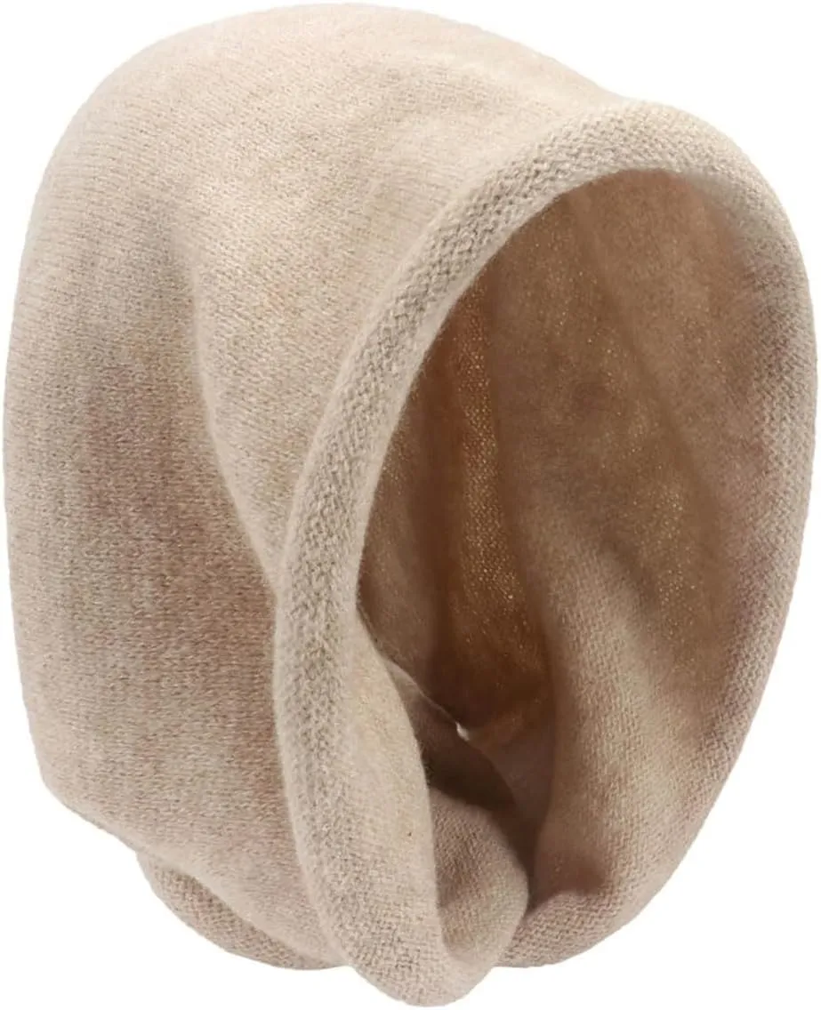 Women's Solid Color Winter Scarf Hat Combo Plush Knit Headscarf with Faux Caps