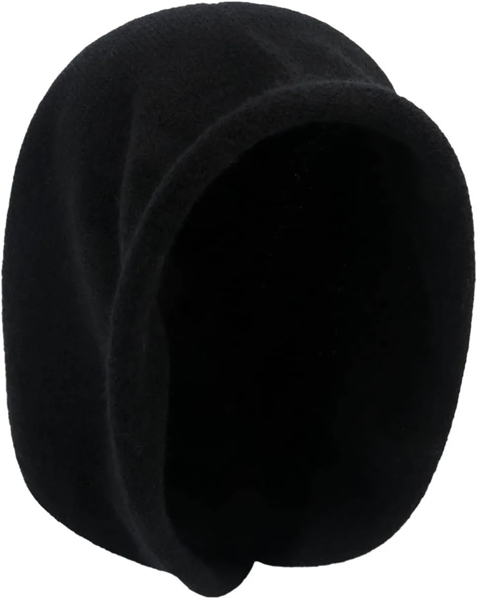 Women's Solid Color Winter Scarf Hat Combo Plush Knit Headscarf with Faux Caps