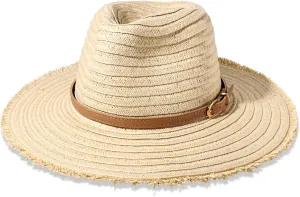 Womens Straw Hats Beach Hats Wide Brim Summer Sun Hats Fray-Edge Leather Band Panama Hats Packable Fedora Hats UPF 50 