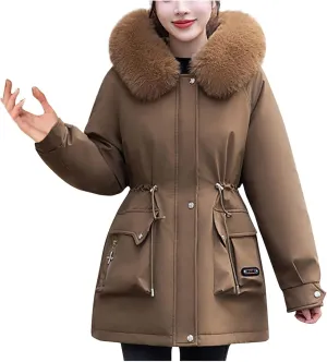 Women's Thicken Down Puffer Jackets Teen Girls Windproof Snow Parka Dressy Casual Drawstring Quilted Trench Coats