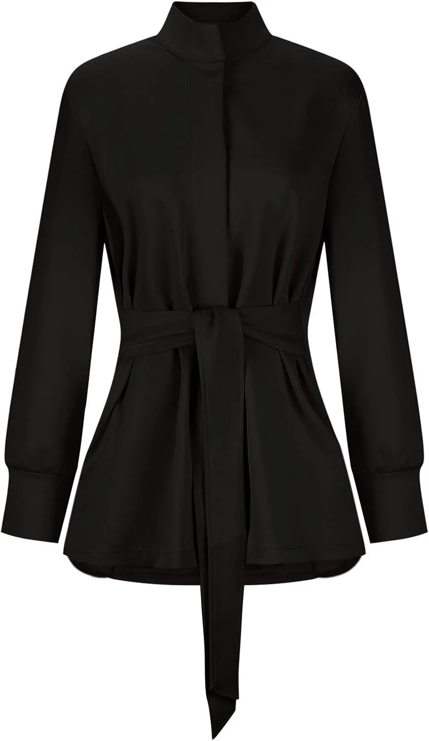 Womens Trench Coat, Mid Long Elegant Outerwear Coats Classic Trendy Overcoats Lapel Winter Solid Jackets with Belt