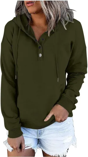 Women's Tunic Sweatshirts Hoodies V Neck 2024 Solid Fashion Casual Loose Soft Sweaters Long Sleeve Shirts