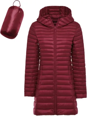 Womens Warm Lightweight Puffer Jacket Fashion Slim Windproof Down Coat Plus Size Long Sleeve Outwear 2024 Winter Coats