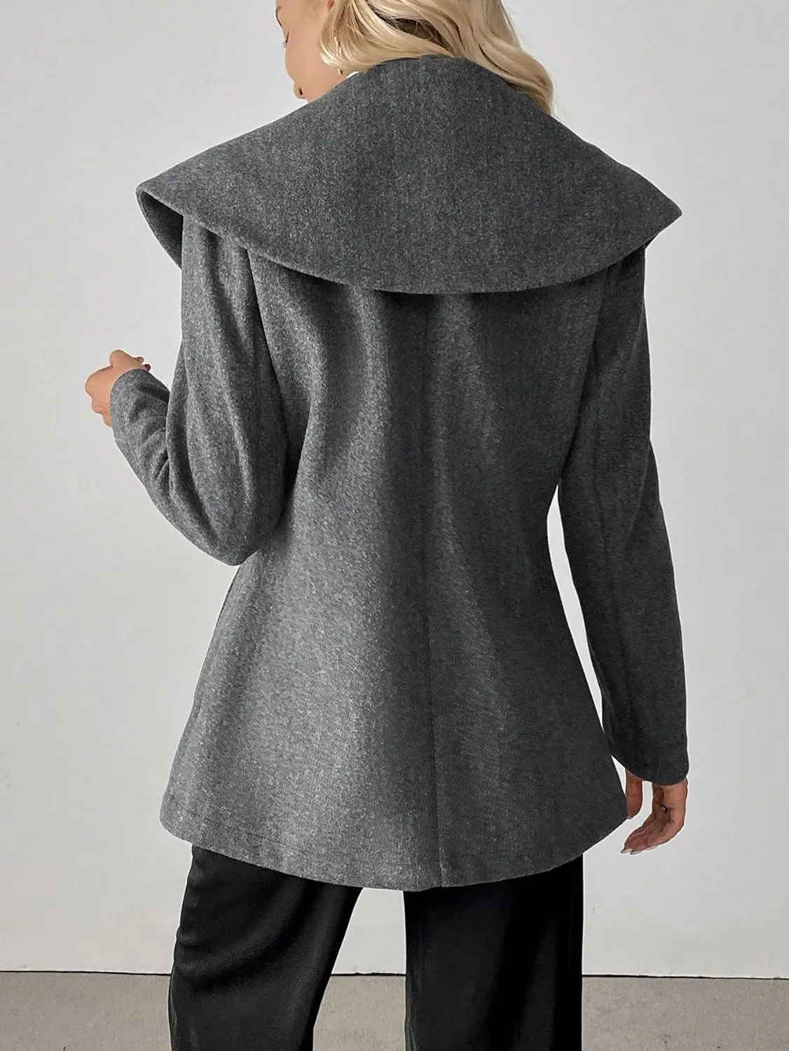 womens winter coats Casual Double-Breasted Wool Blend Jacket, Autumn