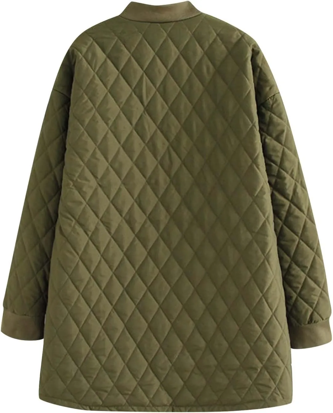 Womens Winter Jackets Packale Quilted Lightweight Puffer Jacket Solid Color Stand Collar Zip Midi Length Down Coat