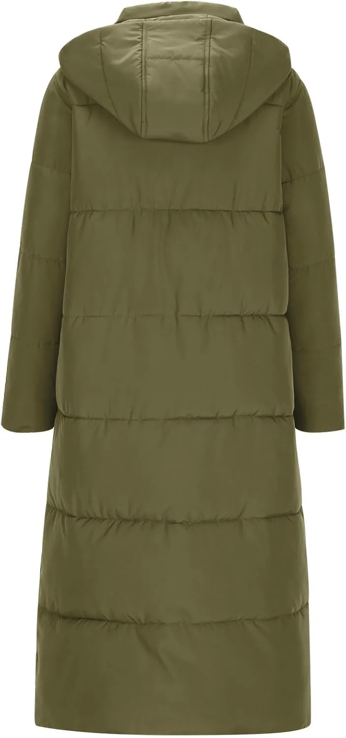 Women's Winter Long Puffer Coats Thicken Down Jackets Warm Padded Coat Zip up Quilted Jacket Casual Trendy Outerwear