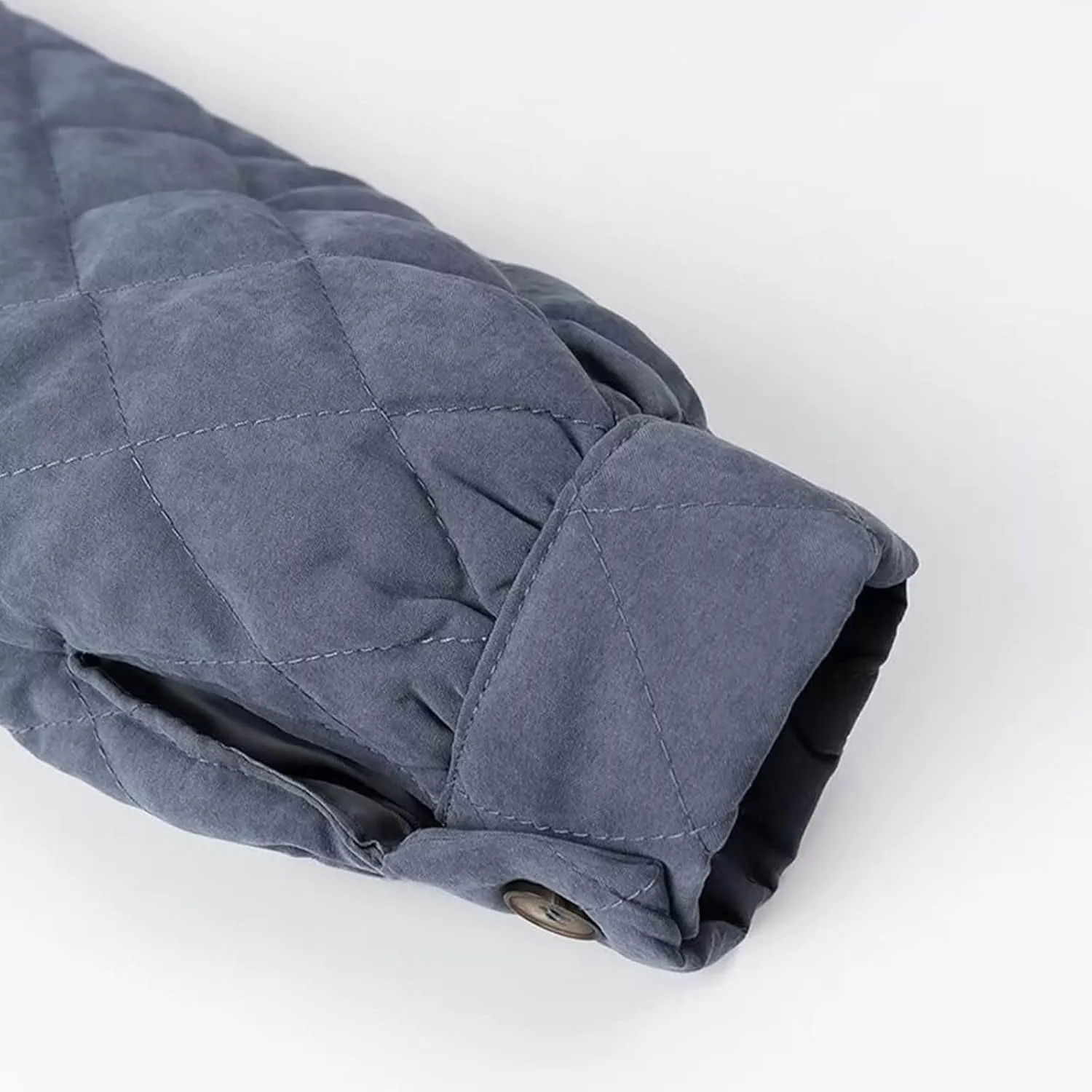 Womens Winter Ultra Lightweight Down Jacket Lapel Puffer Coats Long Sleeved Quilted Padded Jackets Pockets Outerwear