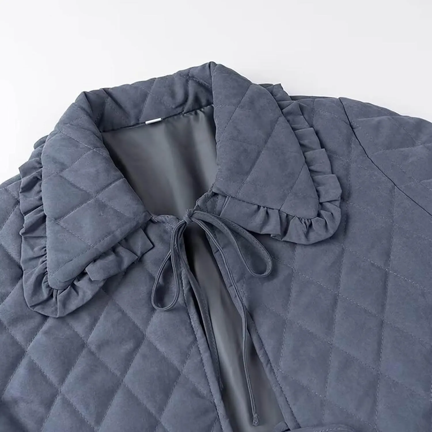 Womens Winter Ultra Lightweight Down Jacket Lapel Puffer Coats Long Sleeved Quilted Padded Jackets Pockets Outerwear