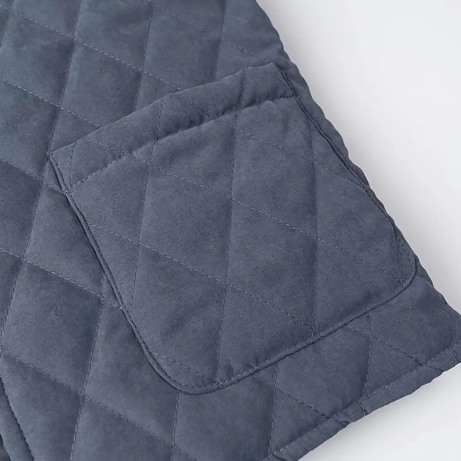 Womens Winter Ultra Lightweight Down Jacket Lapel Puffer Coats Long Sleeved Quilted Padded Jackets Pockets Outerwear
