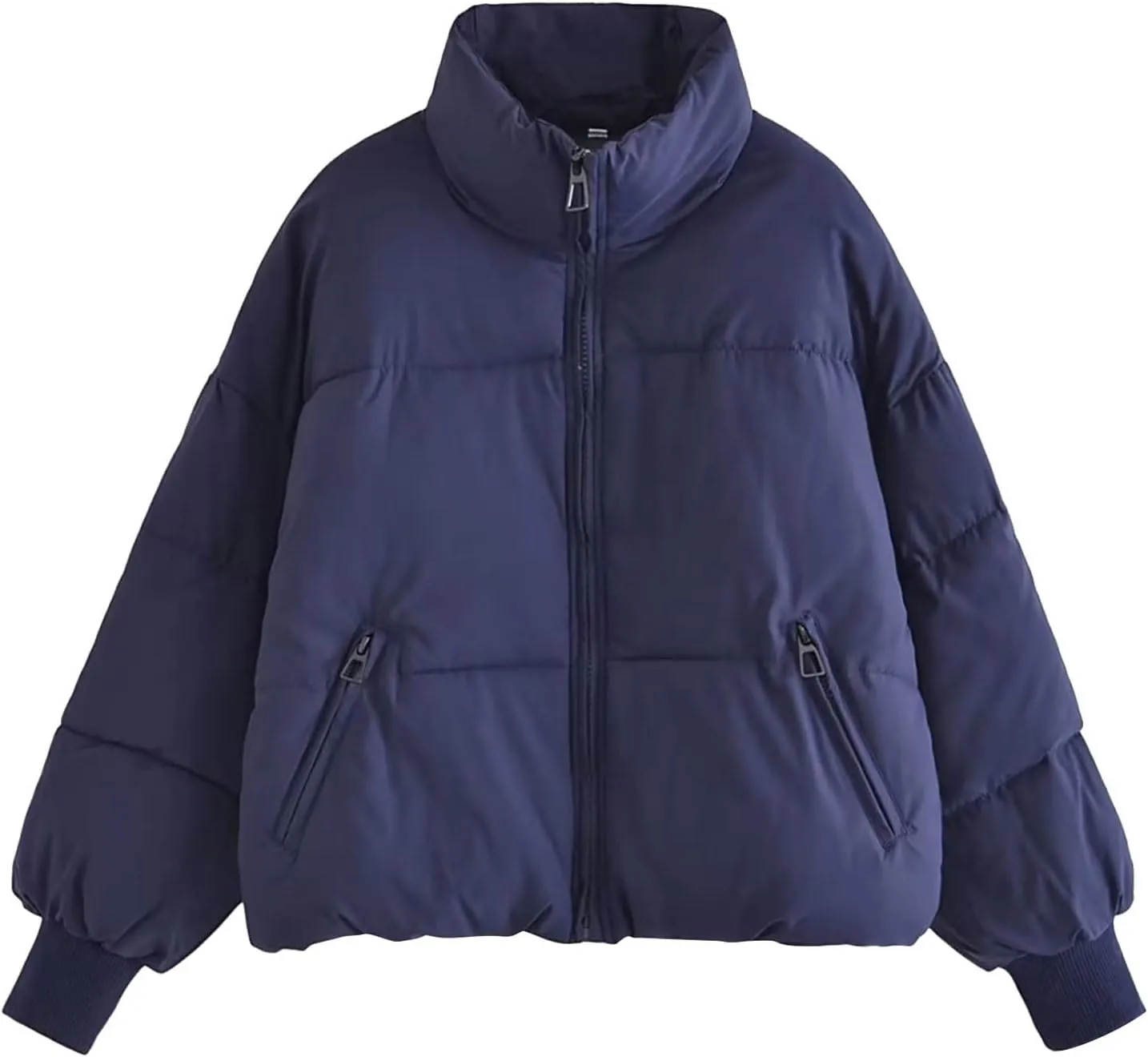 Women’s Winter Warm Cropped Puffer Jacket Coat Casual Quilted Baggy Long Sleeve Zip Down Sherpa Jackets Outerwear