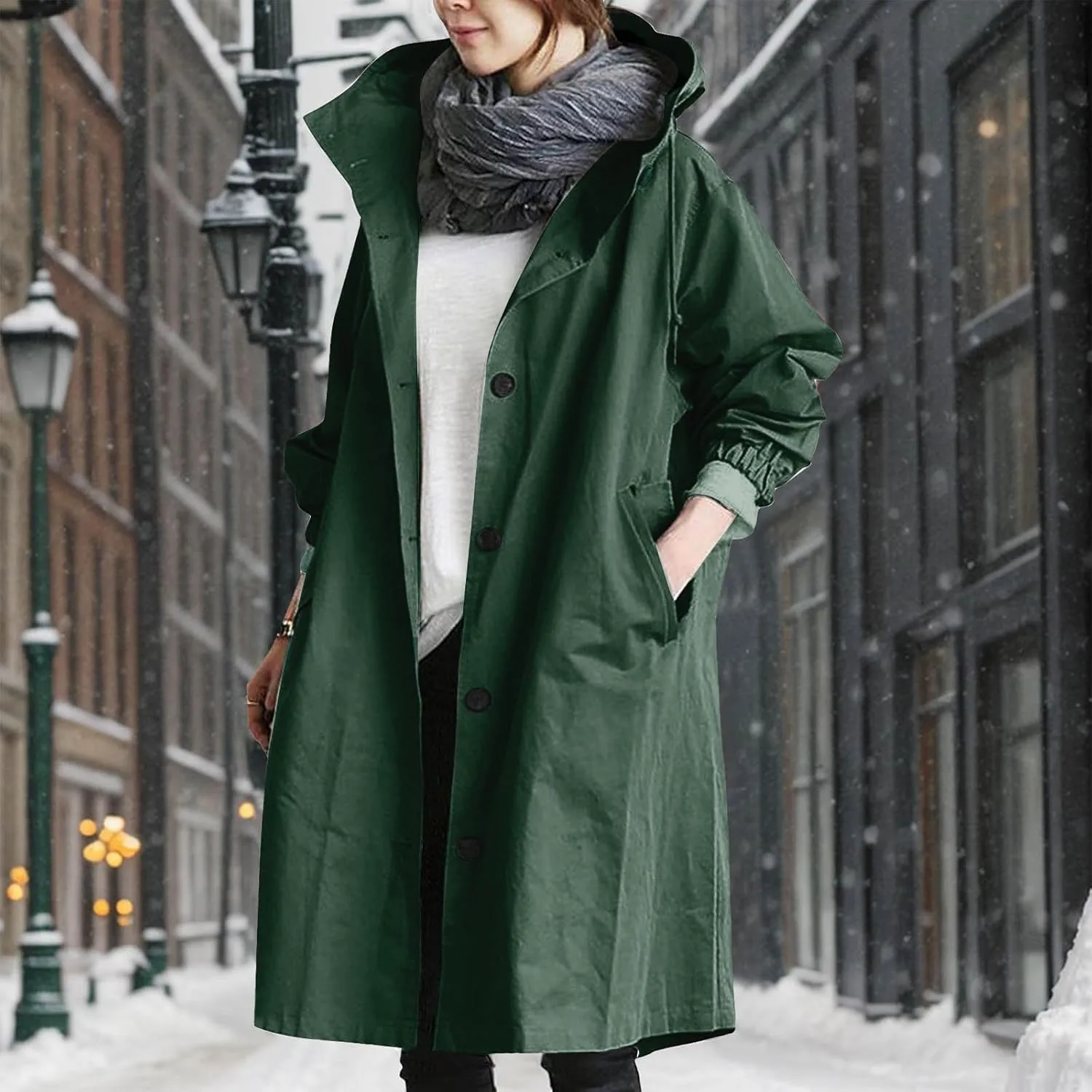Womens Wool Blend Long Pea Coats Jackets Slim Fit Open Front Outerwear Casual Winter Overcoats