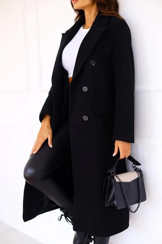 Women's Wool Trench Coat Long Woolen Peacoat Ladies Lapel Double Breasted Wool Maxi Coats