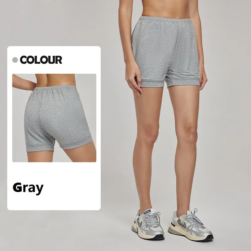 Women's Yoga Shorts Pure Color Cotton Loose Breathable Sports Shorts