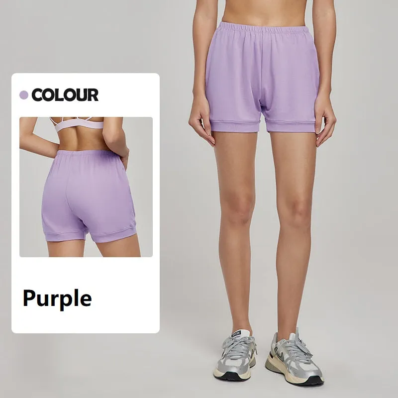 Women's Yoga Shorts Pure Color Cotton Loose Breathable Sports Shorts