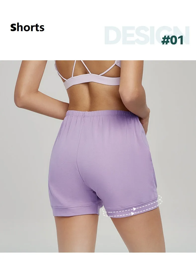 Women's Yoga Shorts Pure Color Cotton Loose Breathable Sports Shorts