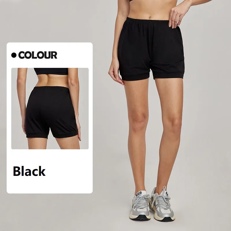 Women's Yoga Shorts Pure Color Cotton Loose Breathable Sports Shorts