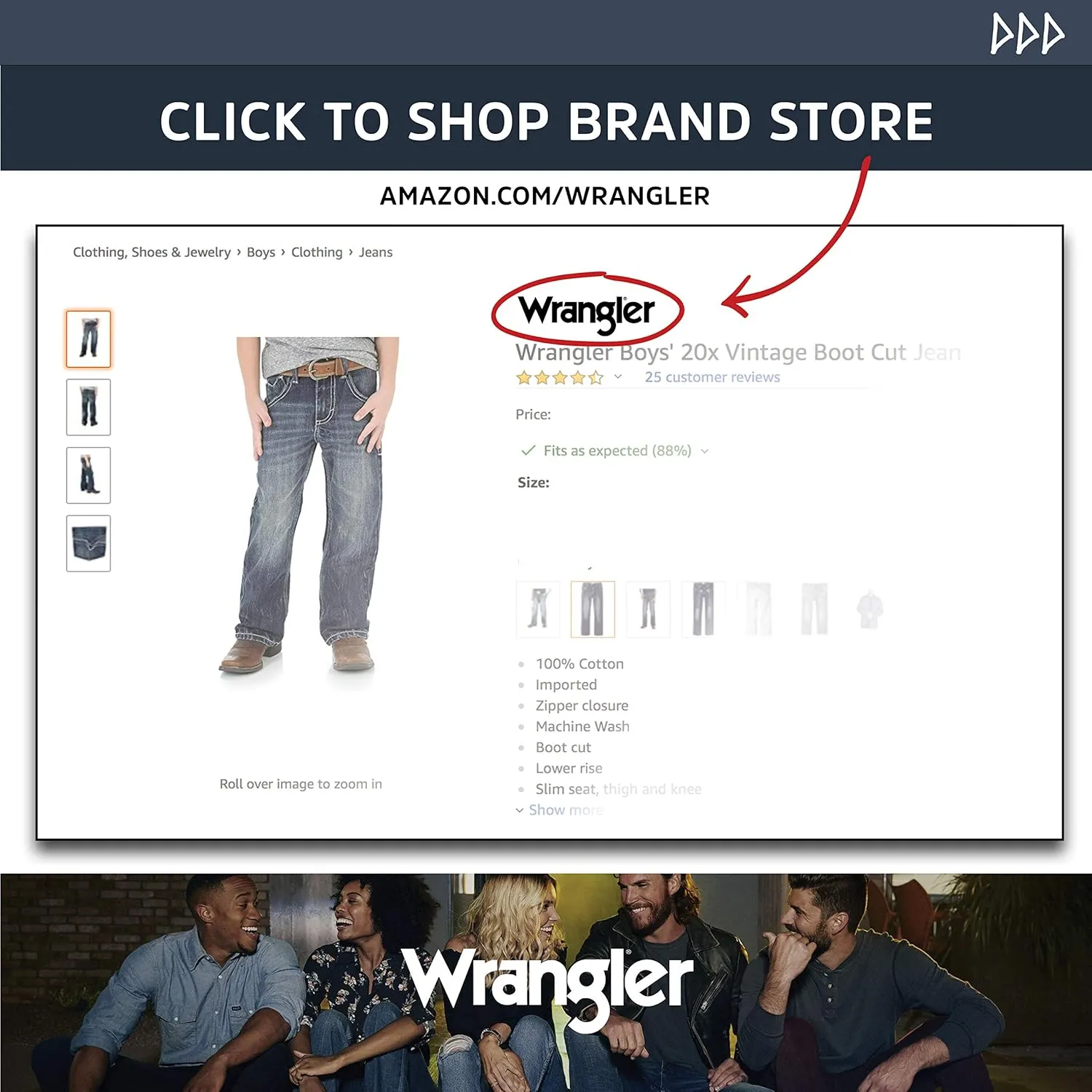Wrangler Boys' Retro Straight Fit Jeans