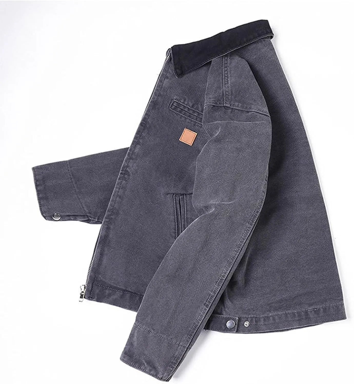 Xiaojmake Mens Denim Jacket Long Sleeve Button Down Trucker Jackets Distressed Jean Jackets Fall Stylish Streetwear Casual