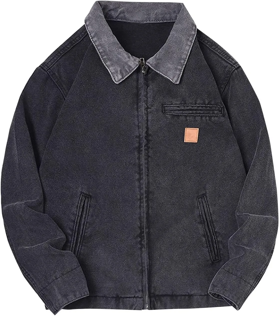 Xiaojmake Mens Denim Jacket Long Sleeve Button Down Trucker Jackets Distressed Jean Jackets Fall Stylish Streetwear Casual