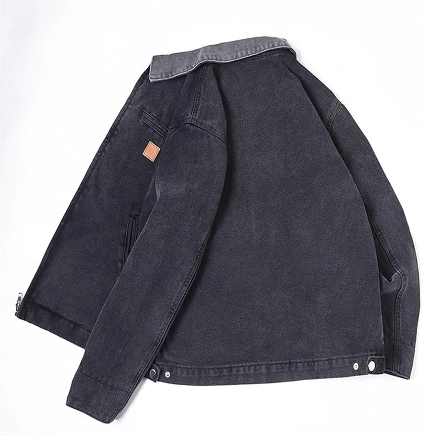 Xiaojmake Mens Denim Jacket Long Sleeve Button Down Trucker Jackets Distressed Jean Jackets Fall Stylish Streetwear Casual