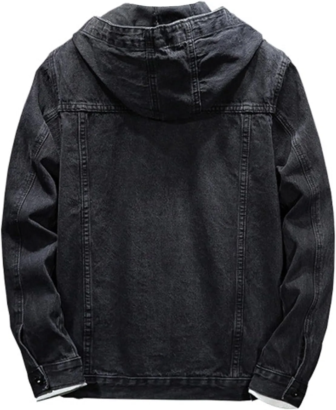 Xiaojmake Men's Distressed Denim Jacket Hooded Button Down Jean Coat Casual Fashion Long Sleeve Trucker Jackets Outwear