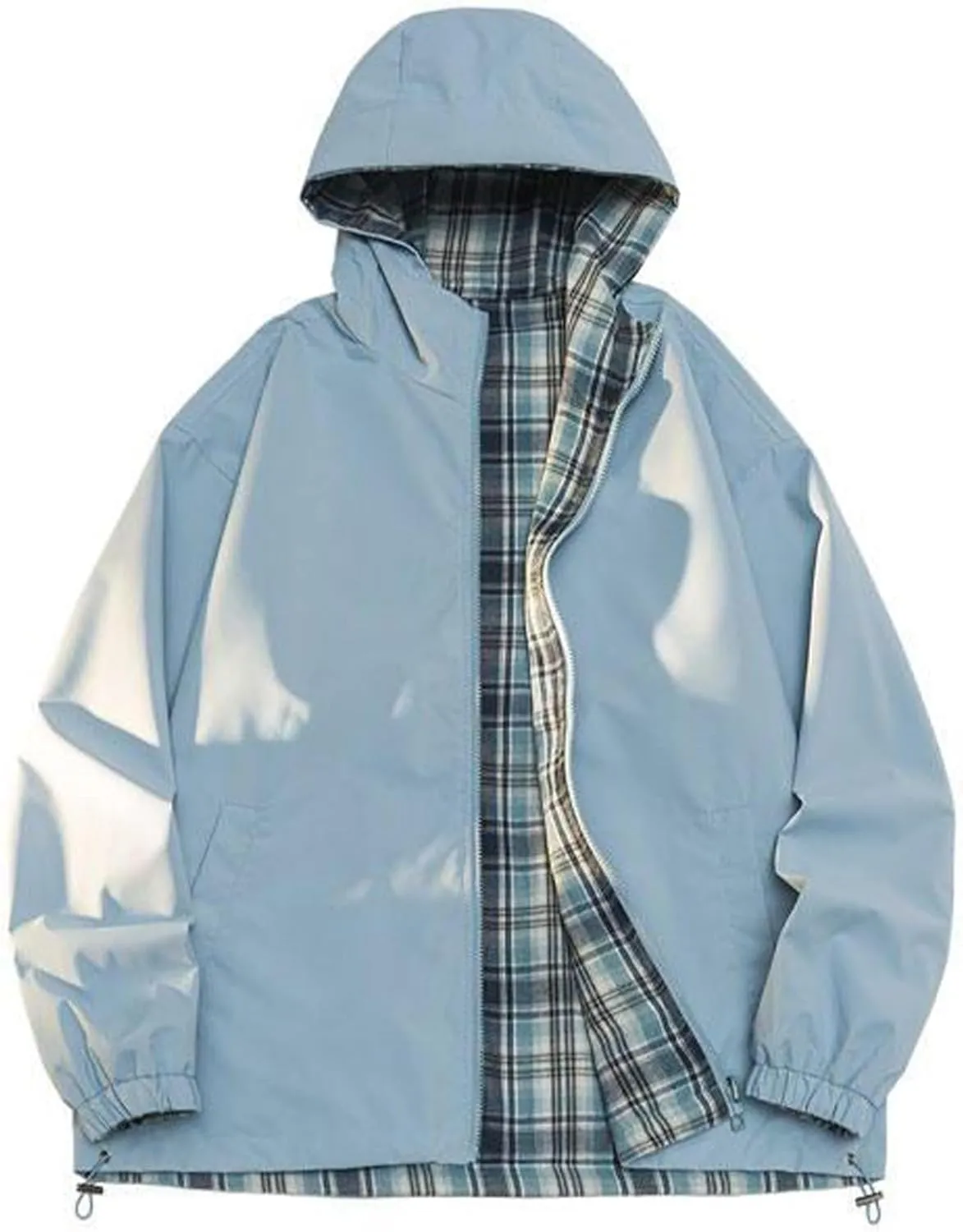 Xiaojmake Waterproof Rain Jackets for Men Solid Zip up Hoodie Coat Softshell Rain Coat Casual Athletic Outwear Windbreaker