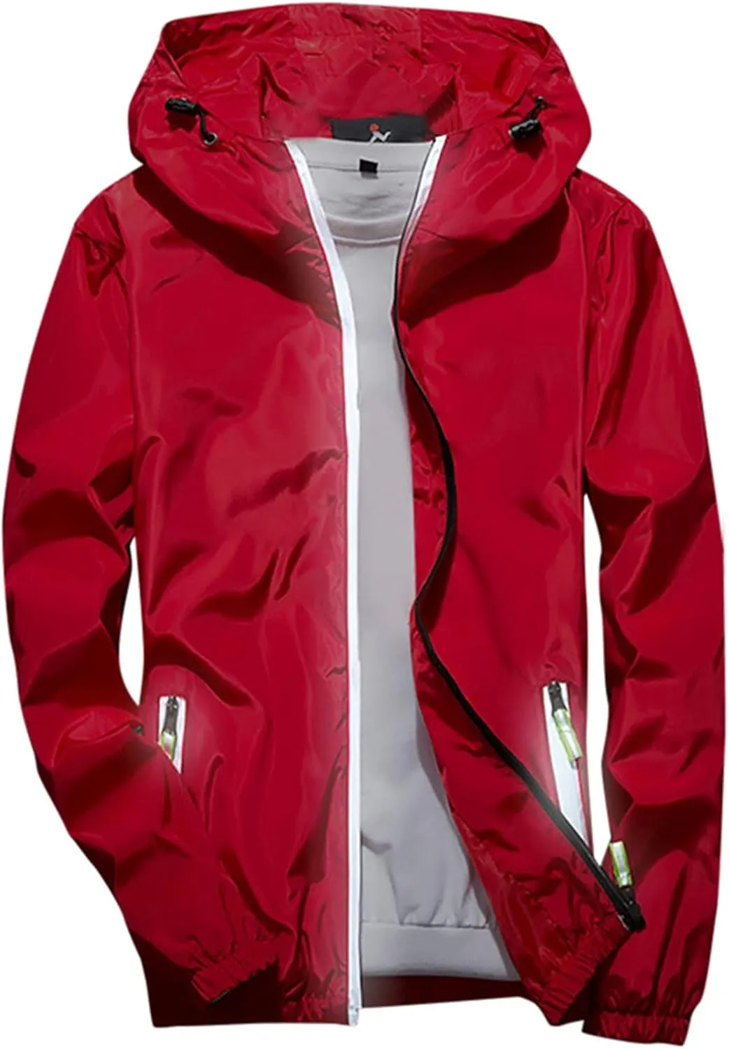 XUNRYAN Mens Running Cycling Jackets Reflective Coat Hooded Waterproof Windbreaker Lightweight Rain Jacket Bike Raincoat