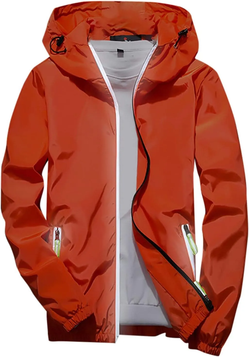 XUNRYAN Mens Running Cycling Jackets Reflective Coat Hooded Waterproof Windbreaker Lightweight Rain Jacket Bike Raincoat