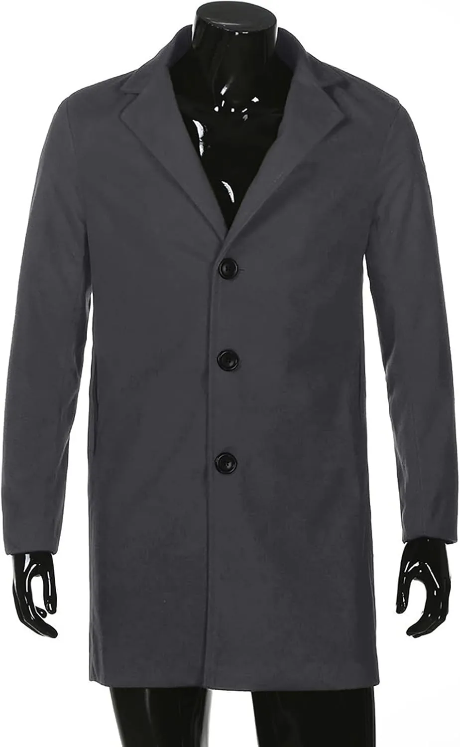 Ymosrh Winter Coats for Men Formal Single Breasted Figuring Overcoat Long Wool Warm Jacket Outwear Jackets