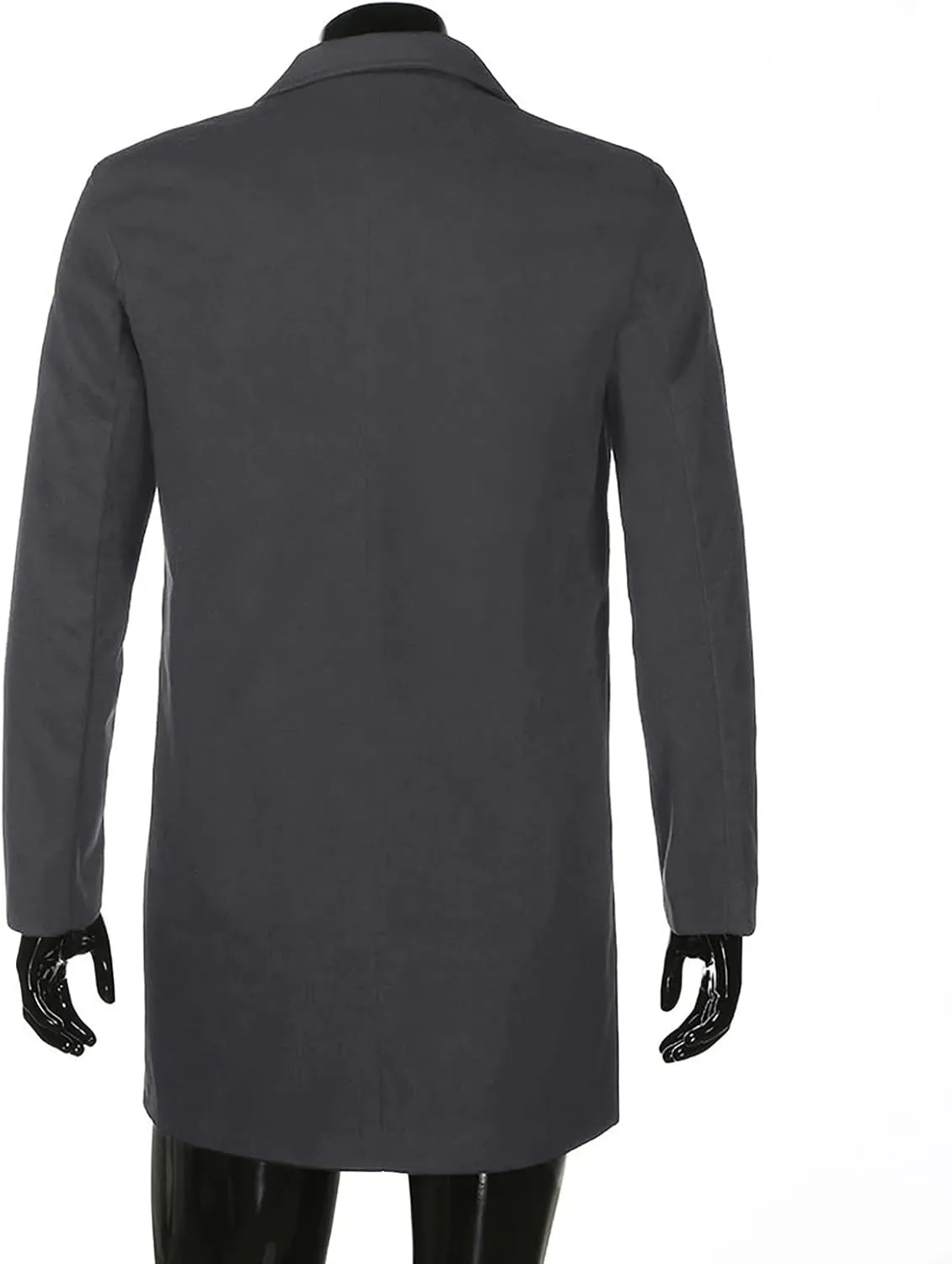 Ymosrh Winter Coats for Men Formal Single Breasted Figuring Overcoat Long Wool Warm Jacket Outwear Jackets