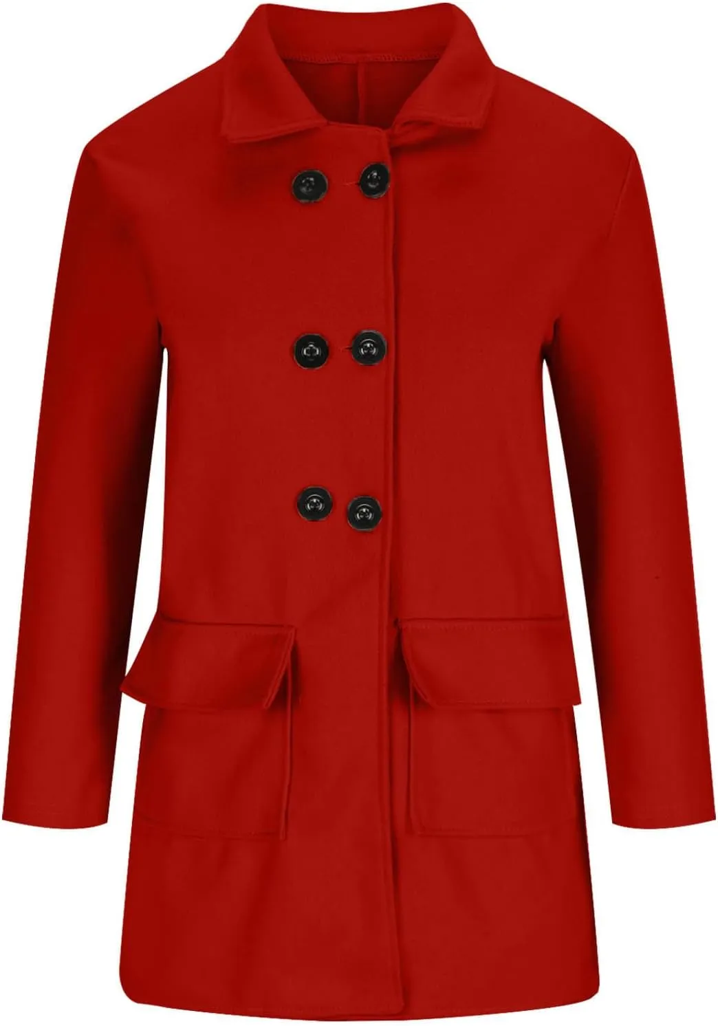 YRAETENM Women's Trench Coats Casual Notch Lapel Double Breasted Warm Pea Coat Mid-Length Wool Blend Coats with Pockets