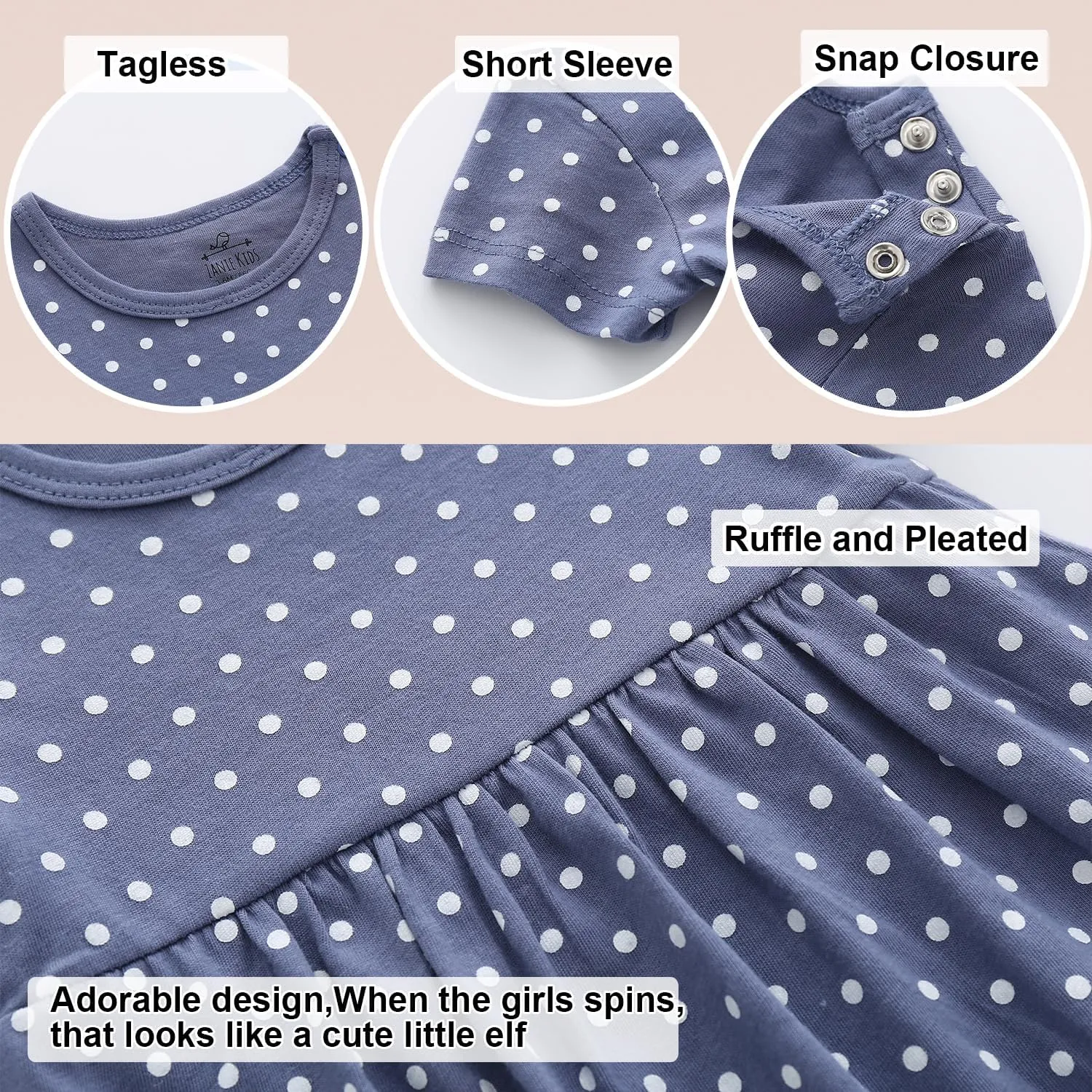 Zanie Kids Baby Girls Summer Dress 100% Cotton Easter Clothing Short Sleeves