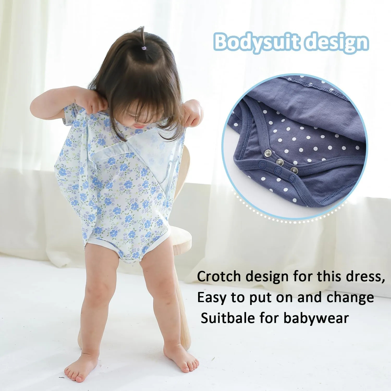 Zanie Kids Baby Girls Summer Dress 100% Cotton Easter Clothing Short Sleeves