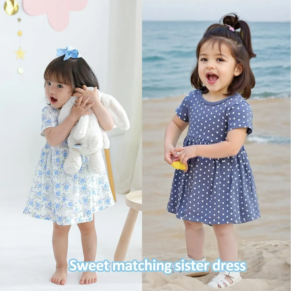 Zanie Kids Baby Girls Summer Dress 100% Cotton Easter Clothing Short Sleeves