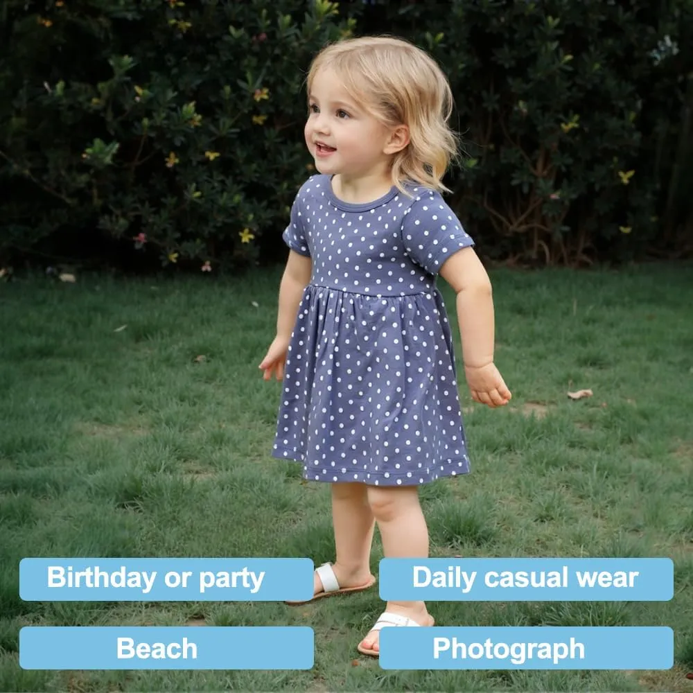 Zanie Kids Baby Girls Summer Dress 100% Cotton Easter Clothing Short Sleeves