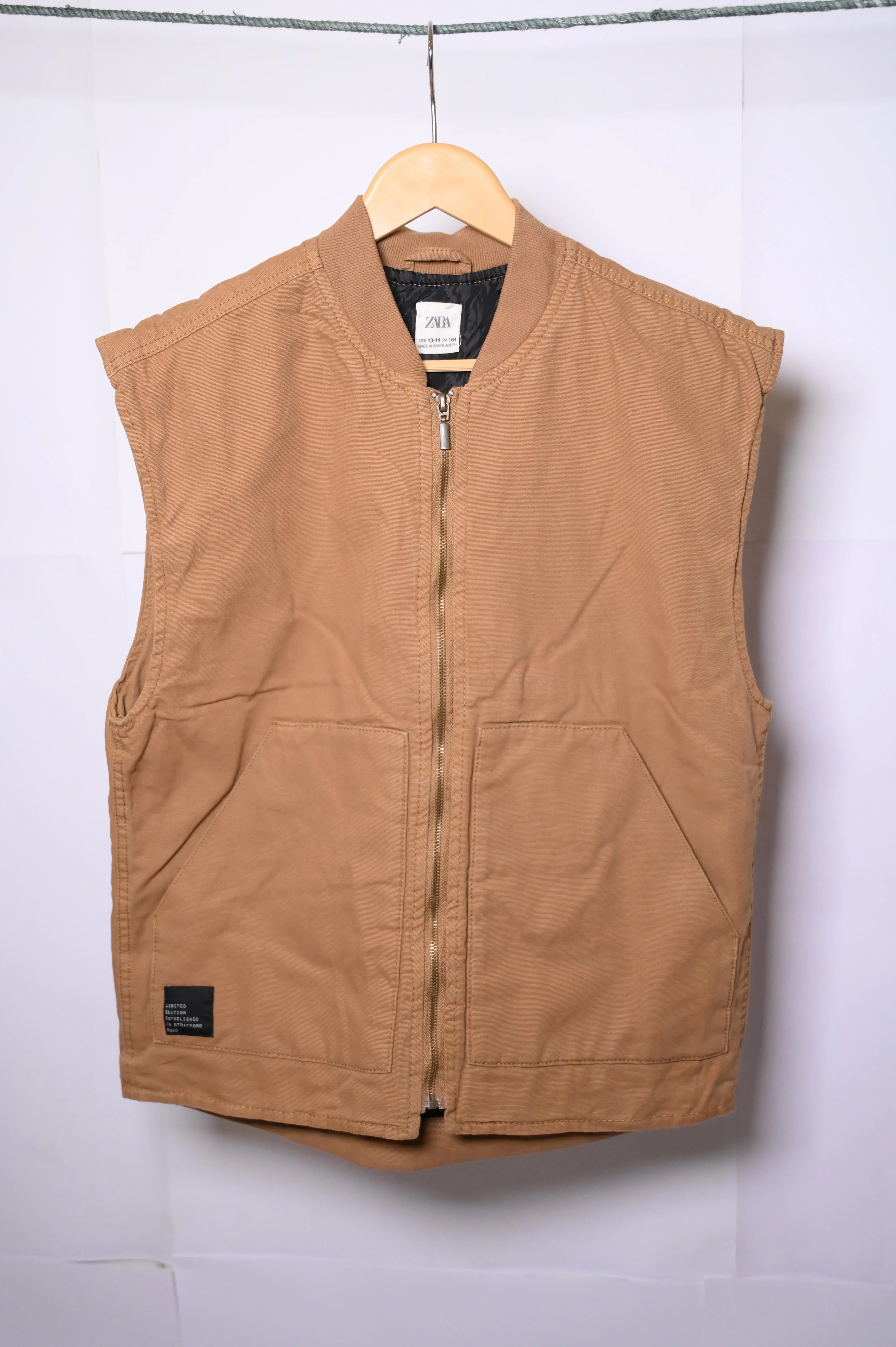 Zara Camel Medium Sleeveless Jacket