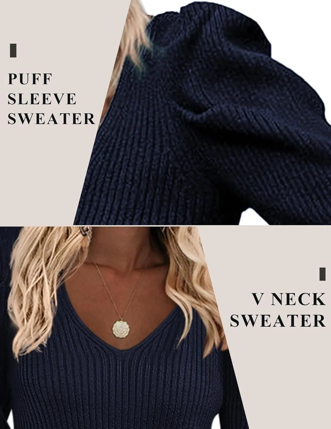 Zeagoo Sweaters for Women V Neck Long Sleeve Pullover Knitted Casual Sweater Tops