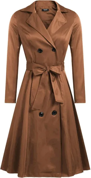 Zeagoo Women's Trench Coats Double-Breasted Long Coat with Belt