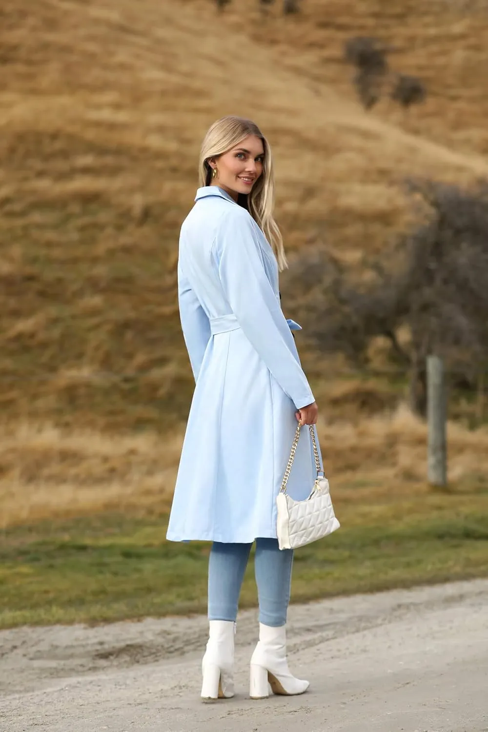 Zeagoo Women's Trench Coats Double-Breasted Long Coat with Belt