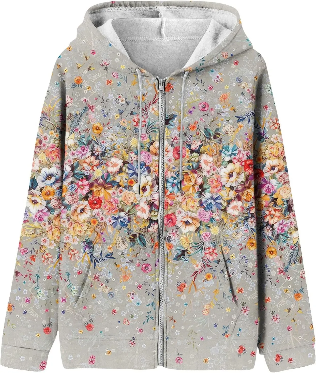 Zip Up Hoodie Women,Womens Oversized Zip Up Sweatshirt Loose Fit Casual Long Sleeve Hoodies with Pockets