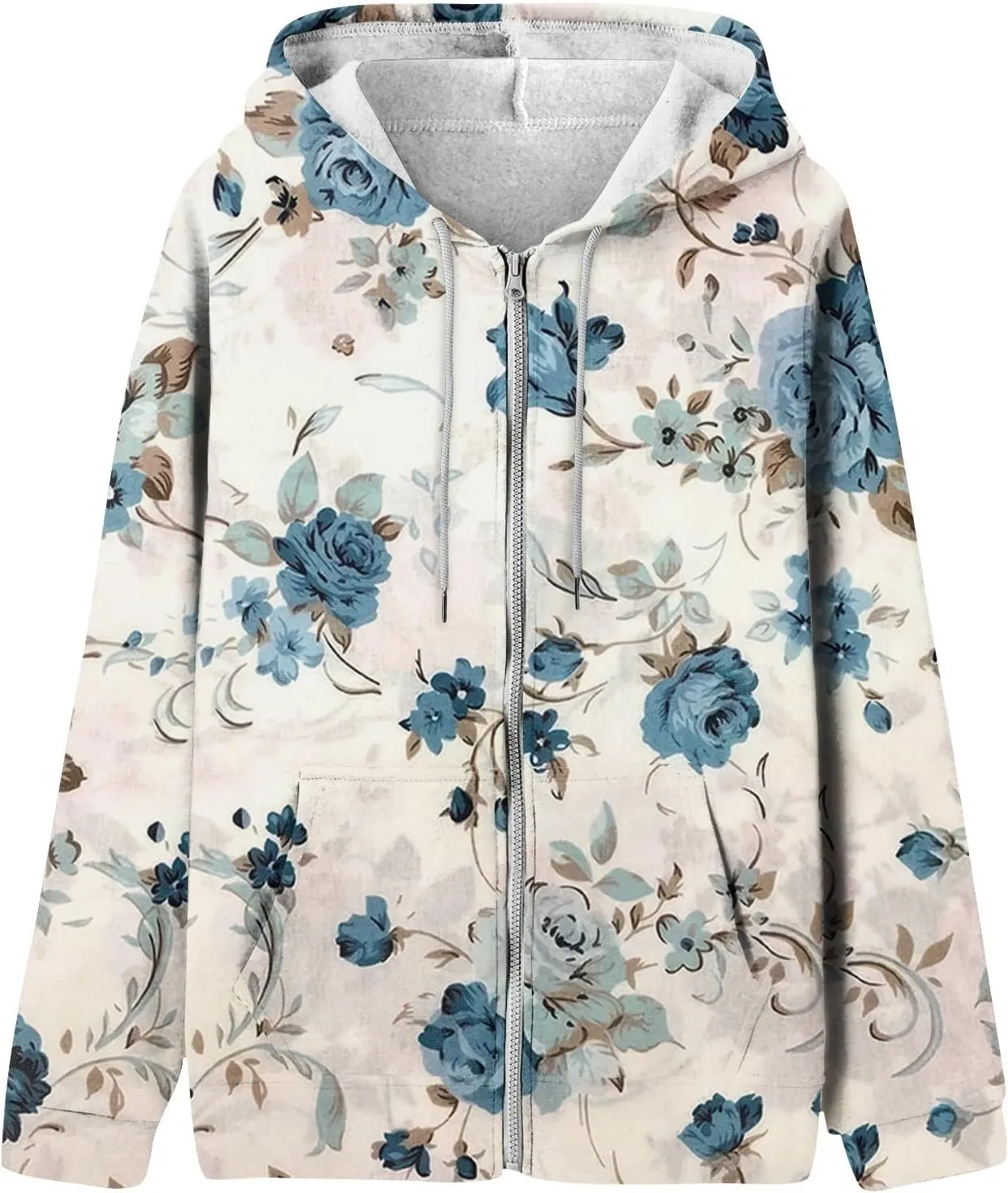 Zip Up Hoodie Women,Womens Oversized Zip Up Sweatshirt Loose Fit Casual Long Sleeve Hoodies with Pockets