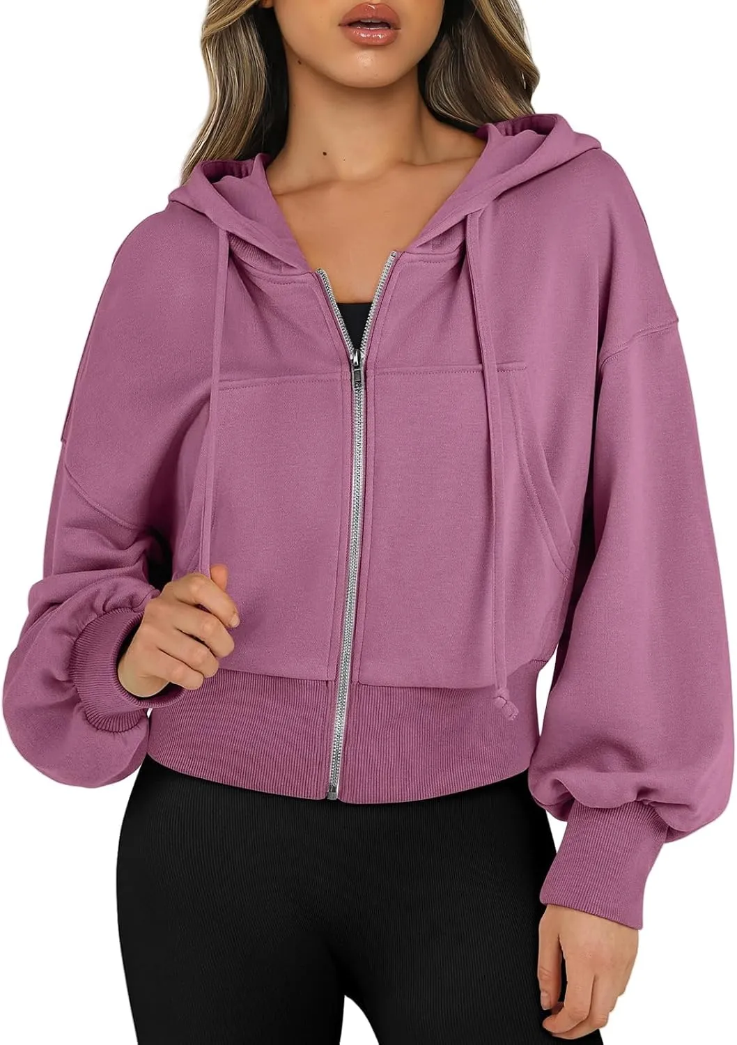 Zip up Hoodies for Women Fleece Pullover Cropped Crew Neck Sweatshirts Full Zip up Cropped Sweatshirts Jackets