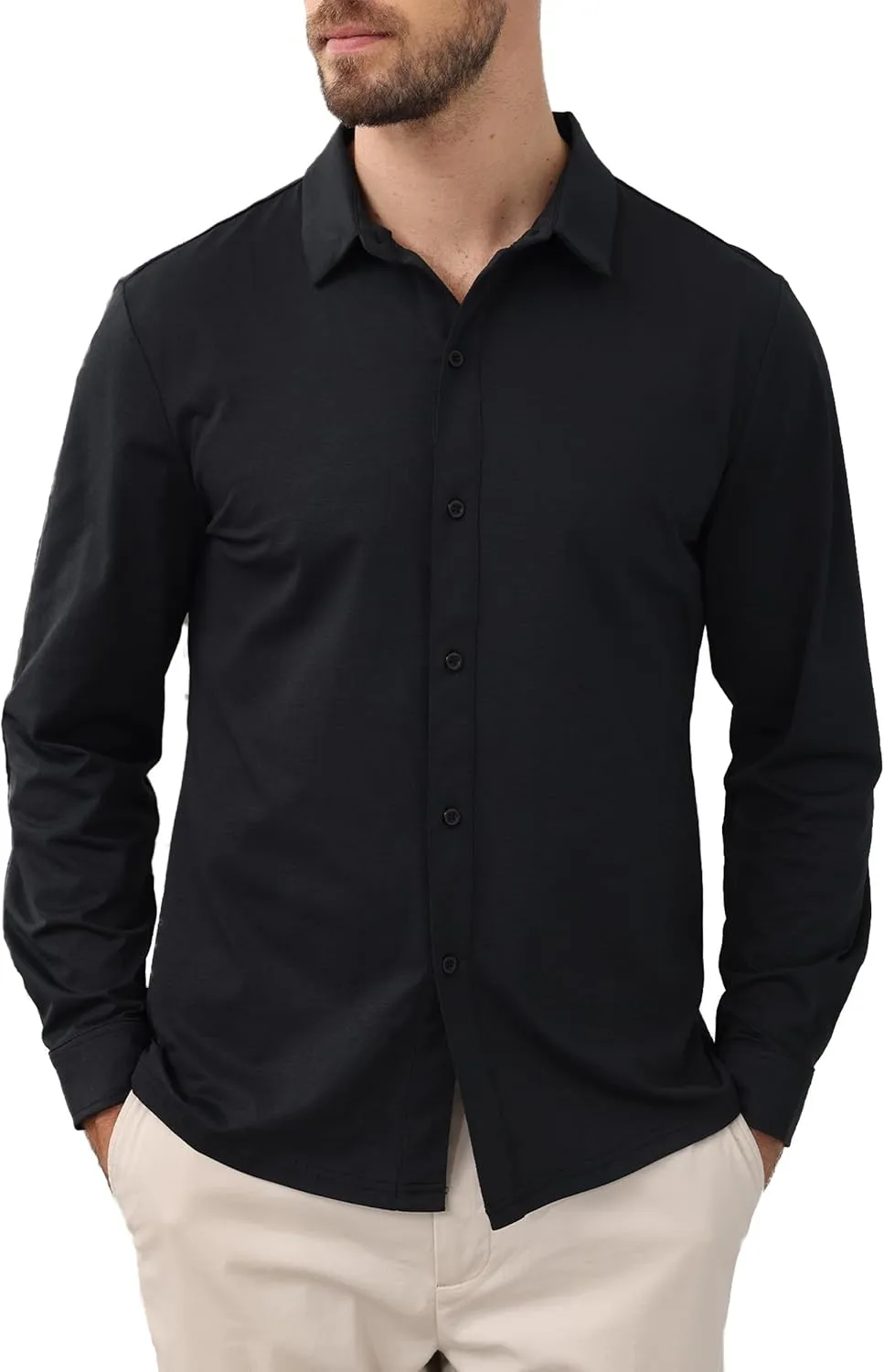 ZTN Men's Casual Stretchy Short Sleeve Button Down Wrinkle Free Shirts UV50  Moisture Untucked Dress Summer Shirts